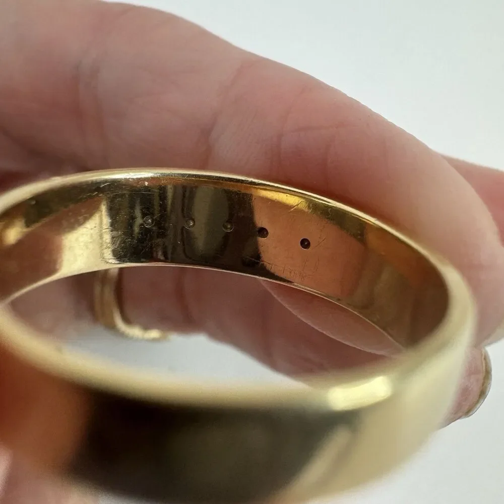 14K Gold Diamond Etched Vintage Wedding Band Sz 10.5 5 Grams Two Tone